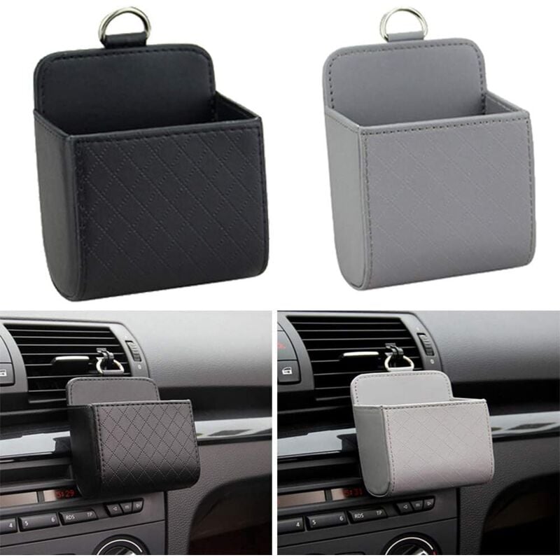 CSPARKV 2 Stück Universal PU Auto Aufbewahrung, Auto Leder Aufbewahrungsbox, PU Auto Aufbewahrungsbox, Auto Leder Organizer Box, für Schlüssel,