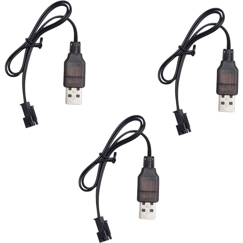 Csparkv - 3-teiliges 3,7-V-USB-Li-Ladekabel mit SM-2P-Stecker, RC-LiPo-Akku-Ladekabel, für NIMH/NICD-Akku (3S) 3,6 v, für Kinderspielzeug, RC-Auto,