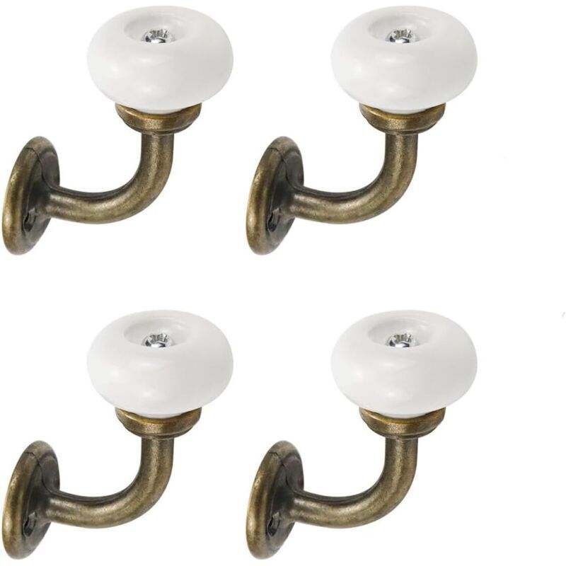 CSPARKV 4-teiliges Wandhaken-Set, Vintage-Haken, Vintage-Garderobe, Keramik-Wandgarderobe, Wandhaken aus Eisen für Mäntel, Handtücher und Handtücher
