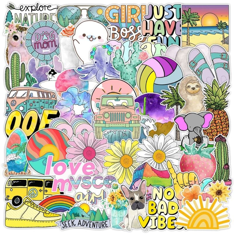 Csparkv - 50 Stück, Kawaii-Aufkleber, Scrapbooking-Aufkleber, ästhetische Aufkleber, Fahrrad-Aufkleber, Skate-Aufkleber, Auto-Aufkleber,