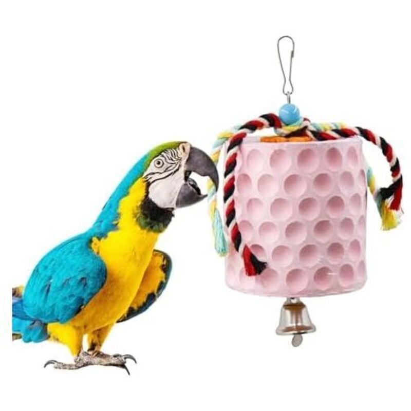 5,8 x 5,8 x 12 cm, extra großes Vogel-Kauspielzeug, Papageienschnabel-Schleifstein mit Glöckchen, Vogelkäfig-Zubehör, Käfigspielzeug für