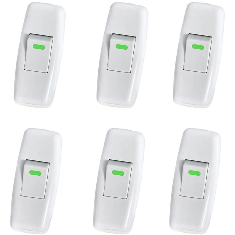 6er-Pack Lampenschalter, Torpedoschalter, Inline-Schnurschalter, Nachttischlampenschalter, Inline-Wippschalter für Nachttischlampe,