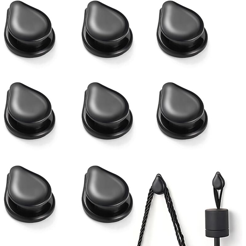 8 Stück Auto-Klebehaken, Mini-Auto-Gadget, selbstklebende Auto-Haken, Auto-Innenzubehör für Ladekabel, Schlüssel, USB-Kabel, Kopfhörerkabel (schwarz)