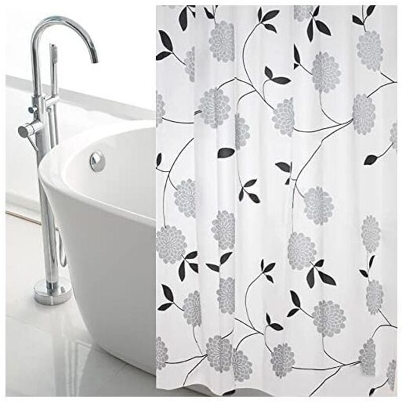 Duschvorhang mit Blumenmuster, extra großer 300 cm breiter Badezimmervorhang – 240 cm langer Duschvorhang, wasserdicht und schimmelresistent,