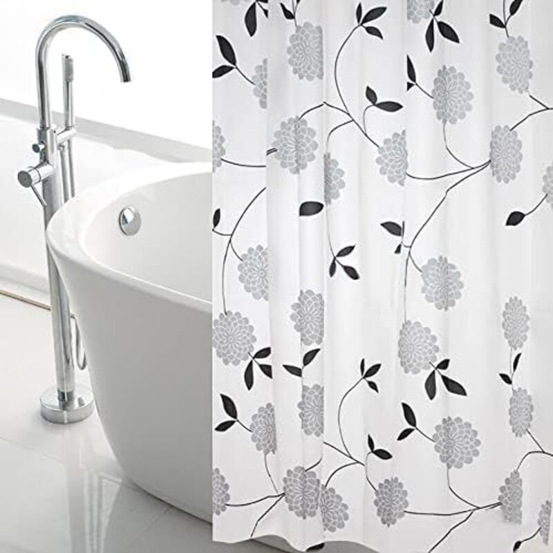 Duschvorhang mit Blumenmuster, extra großer 300 cm breiter Badezimmervorhang – 240 cm langer Duschvorhang, wasserdicht und schimmelresistent,