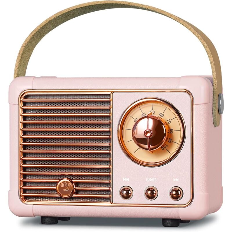 J-999 Mini tragbarer Retro-Bluetooth-Lautsprecher, kleiner FM-Radio-Lautsprecher mit 3 w leistungsstarkem Lautsprecher, Bassmembran, Freisprechen,