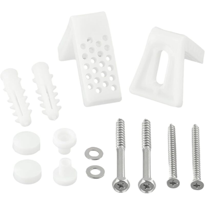 L-förmiges Toiletten-Bodenmontage-Set, Badezimmer-WC-Bidet-Fußbefestigungsklammern, Befestigungsschrauben, Badezimmer-Schrauben, Reparaturkappe