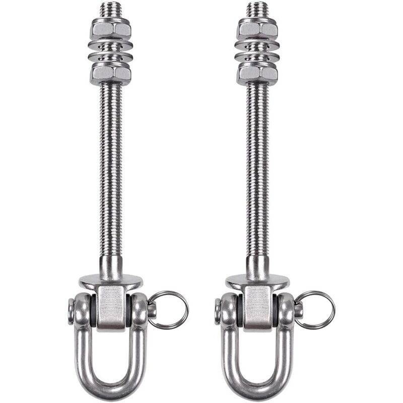 Robuster Hängemattenaufhänger aus Edelstahl – 300 kg Tragkraft – 21 cm – Schaukelhaken aus Holz und Stahl – für Yoga-Hängematte, Hängematte, Boxsack,