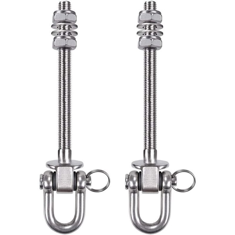 Robuster Hängemattenaufhänger aus Edelstahl – 300 kg Tragkraft – 21 cm – Schaukelhaken aus Holz und Stahl – für Yoga-Hängematte, Hängematte, Boxsack,