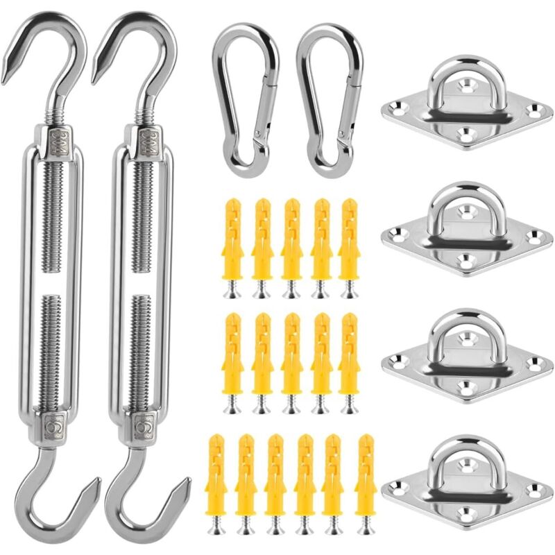Sonnensegel-Befestigungsset, Sonnensegel-Befestigungsset, Sonnensegel-Befestigungen, Sonnenschutz-Installationsset aus Edelstahl zur