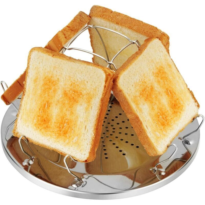 CSPARTV Camping-Toaster für Gaskocher, 4-Scheiben-Klapptoaster, Campingzubehör, Mini-Toaster für Gaskocher, Outdoor, Picknick, Reisen, Wohnmobil