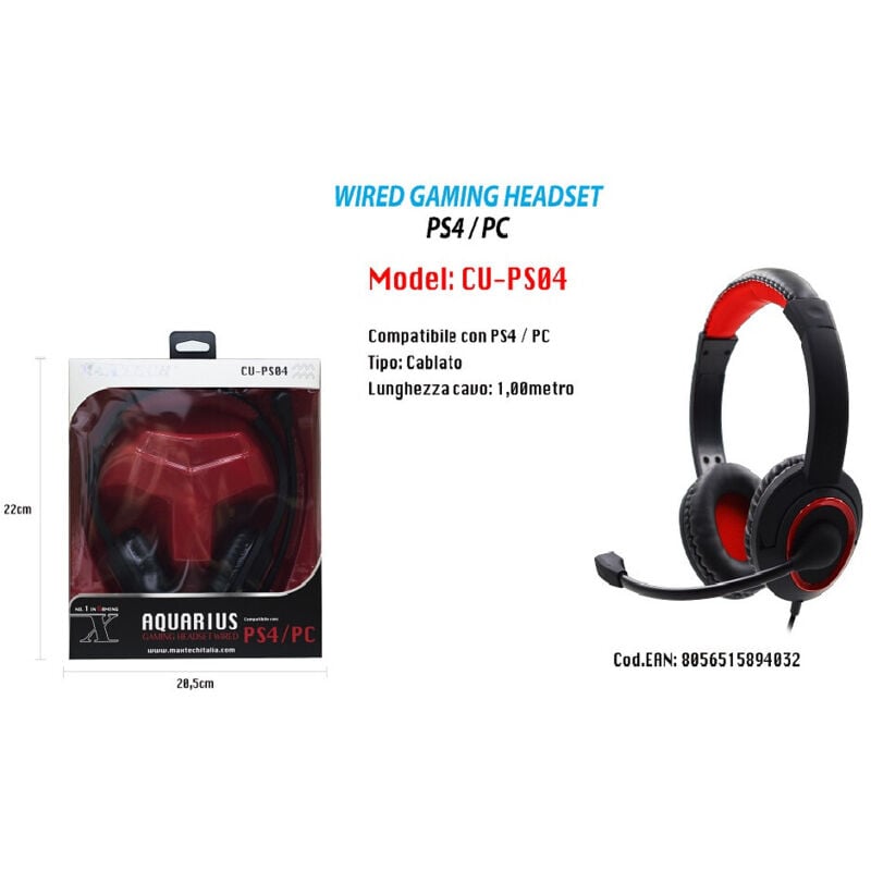 Trade Shop - microfono wires aquarius compatible für PS4 / pc Maxtech CU-PS04 -