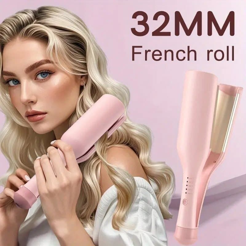 Lockenstab für große Locken (32 mm), Lockenstab für französische Wellen (32 mm), Lockenstab für Beach Waves, Lockenstab 160 °C, pink