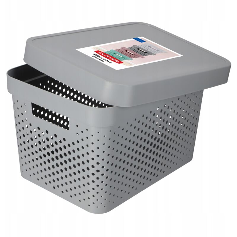 Tresice France - curver 04742 - 099 - 00 Infinity Points Box de Lagerung mit Deckel Kunststoffdeckel Gris Clair 36,3 x 27 x 22,2 cm, 17 l