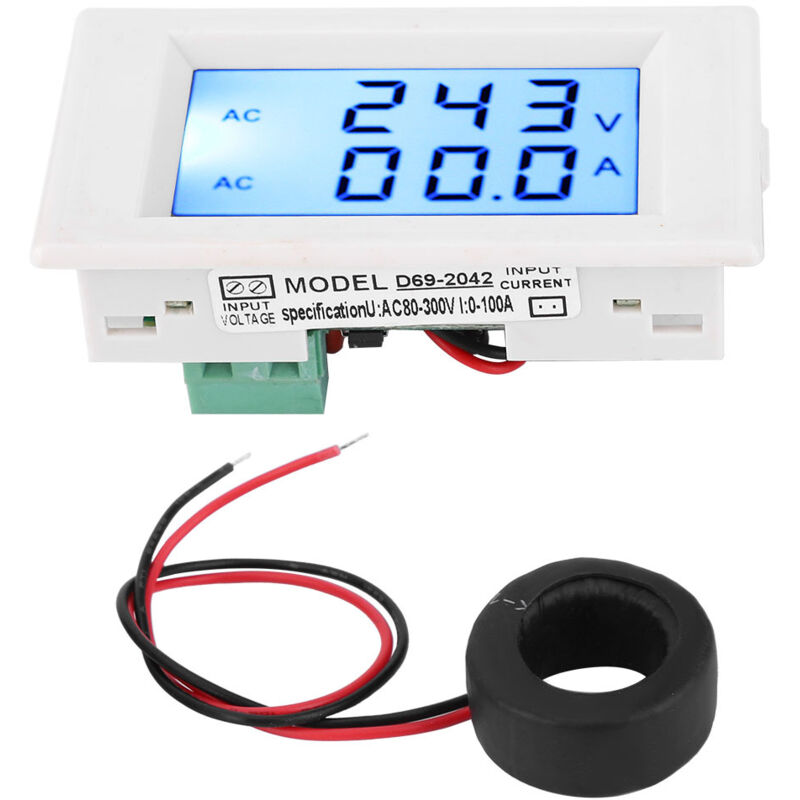 D69-2042 Amperemeter des Dual AC80-300V 0-50A 0-100A Voltmeters mit Stromwandler - Messgerät (WEISS).