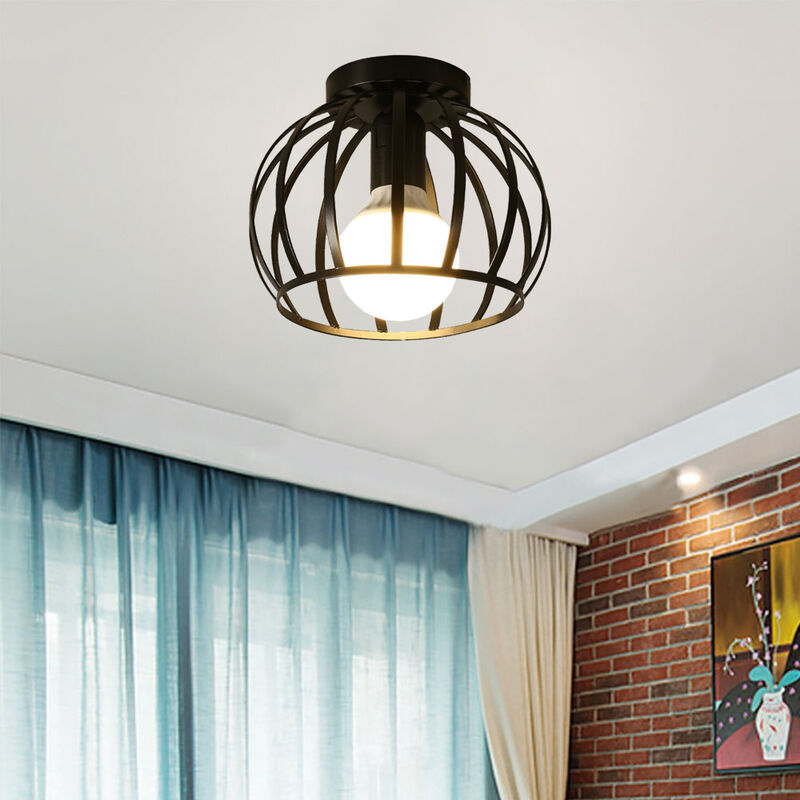 Axhup - Dachgeschoss Deckenlampe Industrial Moderne Hänge-Leuchte Deckenlampe Metall E27 Leuchte für Wohnzimmer Schlafzimmer Badezimmer Schwarz 1PCS