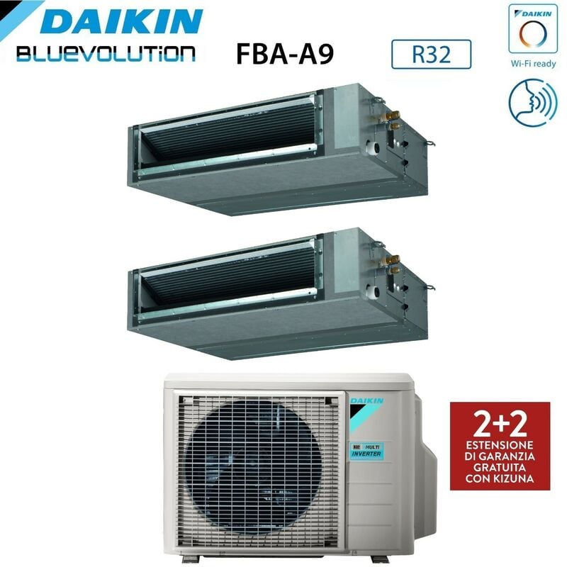 Daikin - Bluevolution Dual Split Ducted Inverter Klimagerät Serie fba-a 18+18 mit 3MXM68N R-32 Wi-Fi Optional 18000+18000 - Italienische Garantie