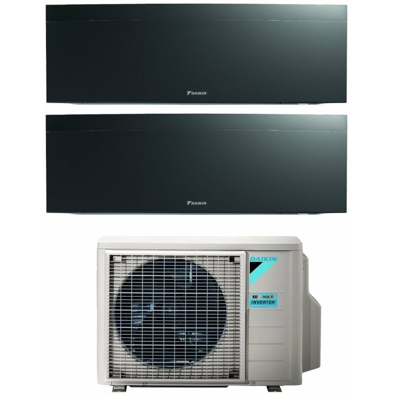 Bluevolution Dual Split Inverter Klimagerät Serie emura black iii 9+15 mit 2MXM68N R-32 Wi-Fi Integrated 9000+15000 Farbe Schwarz - Italienische