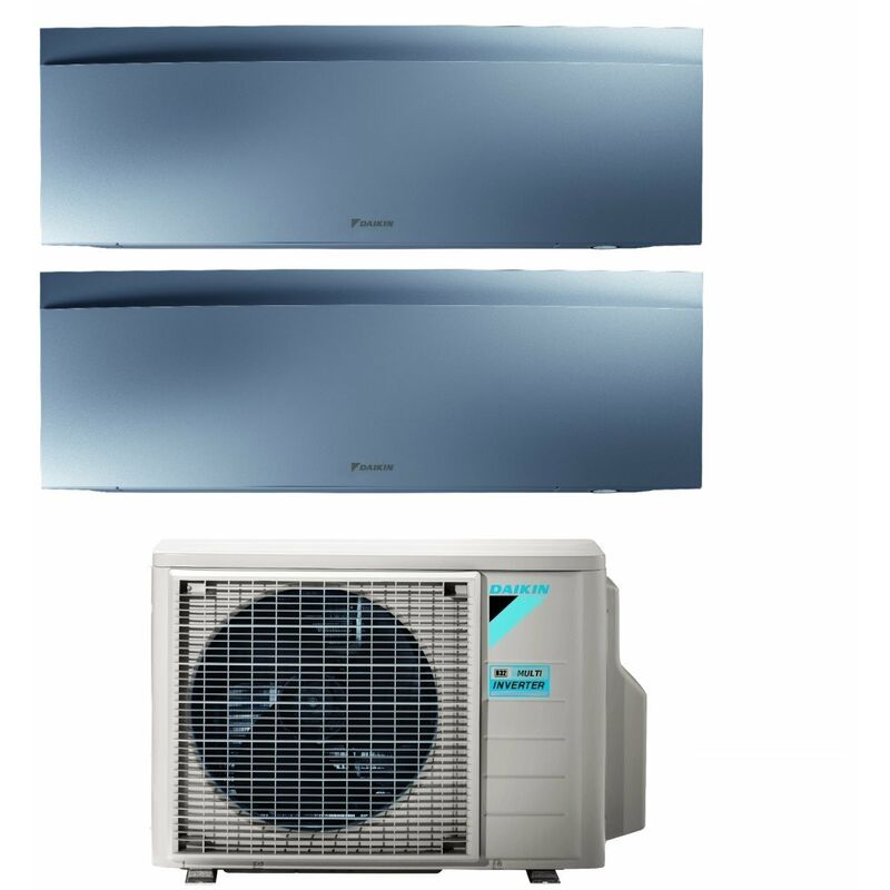 Bluevolution Dual Split Inverter-Klimagerät Serie emura silver iii 7+18 mit 2MXM68N R-32 Wi-Fi Integrated 7000+18000 Farbe Silber - Italienische