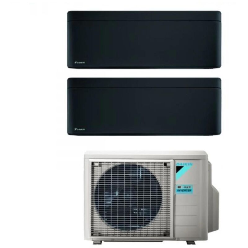 Daikin Bluevolution Dual Split Inverter Klimagerät Serie STYLISH TOTAL BLACK 7+12 mit 2MXM50A R-32 Wi-Fi Integrated 7000+12000 Farbe Schwarz