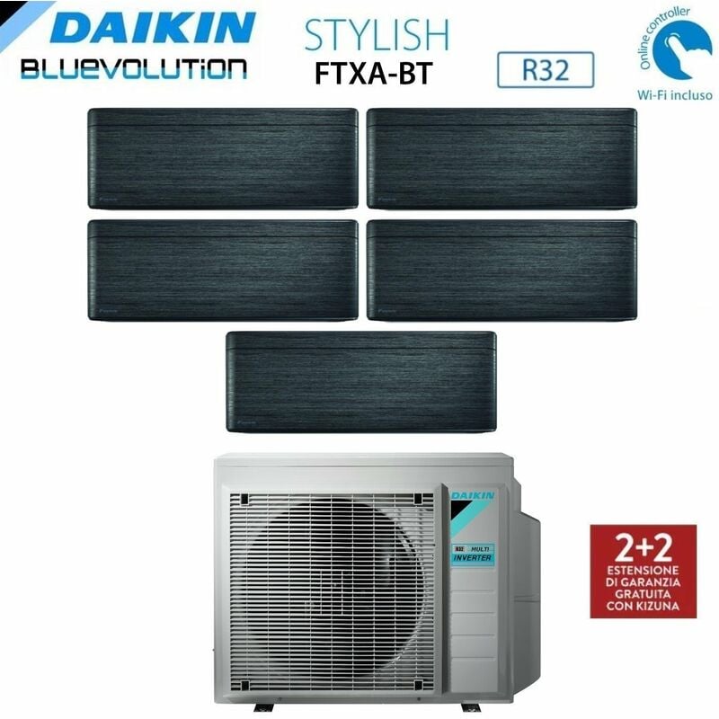 Bluevolution Penta Split Inverter Klimagerät Serie ftxa-bt stylish real blackwood 9+9+9+12+12 mit 5MXM90N R-32 Wi-Fi Integrated 9000+9000+12000+12000