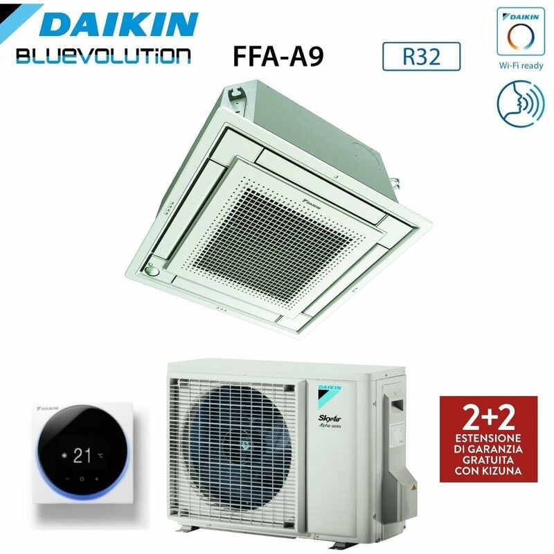 Daikin Vollflach-Kassetten-Klimagerät 21000 BTU FFA60A9 + RZAG60A R-32 Wi-Fi Optional mit Drahtsteuerung und Grill enthalten Madoka Weiß