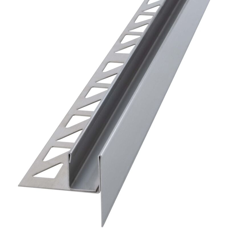 Gefällekeil Dusche, Silber U-Profil zur Glasaufnahme für ebenerdige Dusche, aus korrosionsbeständigem V2A Edelstahl - 200cm, Höhe 19mm, Rechts