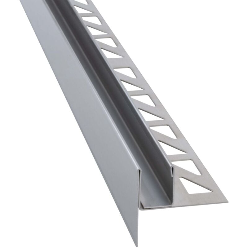 Gefällekeil Dusche, Silber U-Profil zur Glasaufnahme für ebenerdige Dusche, aus korrosionsbeständigem V2A Edelstahl - 98cm, Höhe 19mm, Links - Dalsys