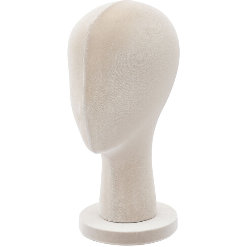 Damen-Schaufensterpuppe aus grauem Samt, vollständig mit Nadeln zu befestigen, kann Ohrringe tragen, Kopf für Hüte, Perücken, Schmuck, Kleidung,