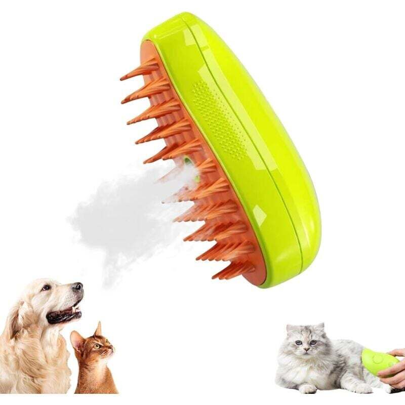 Dampfbürste für Hunde und Katzen, 3-in-1-Massagebürste für Katzen, wiederaufladbare Bürste mit Wassertank für kurz- und langhaarige Katzen, ideal für