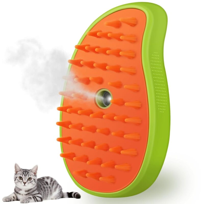 Tigrezy - Dampfbürste für Katzen, 3-in-1-Dampfbürste für Katzen, Massagebürste aus Silikon, Tierhaar-Reinigungsbürste und Kamm für Katzen und Hunde