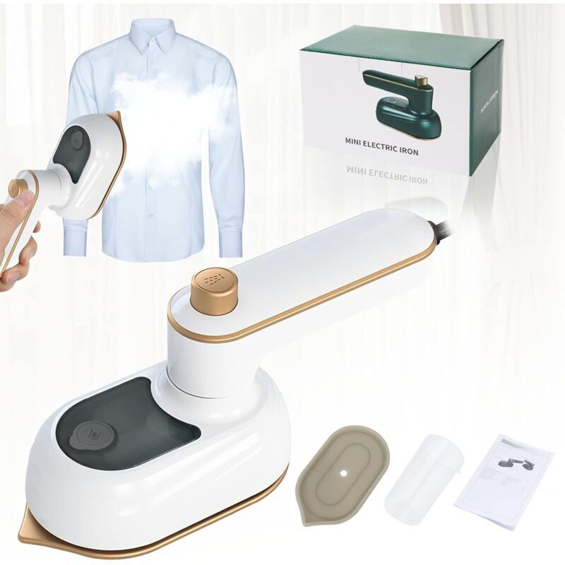 Dampfglätter, Mini-Dampfbügeleisen, 30 Sekunden Aufheizzeit, 50 ml Wassertank, 90° und 180° schwenkbar, Dampfreiniger, vertikales Bügeln – weiß