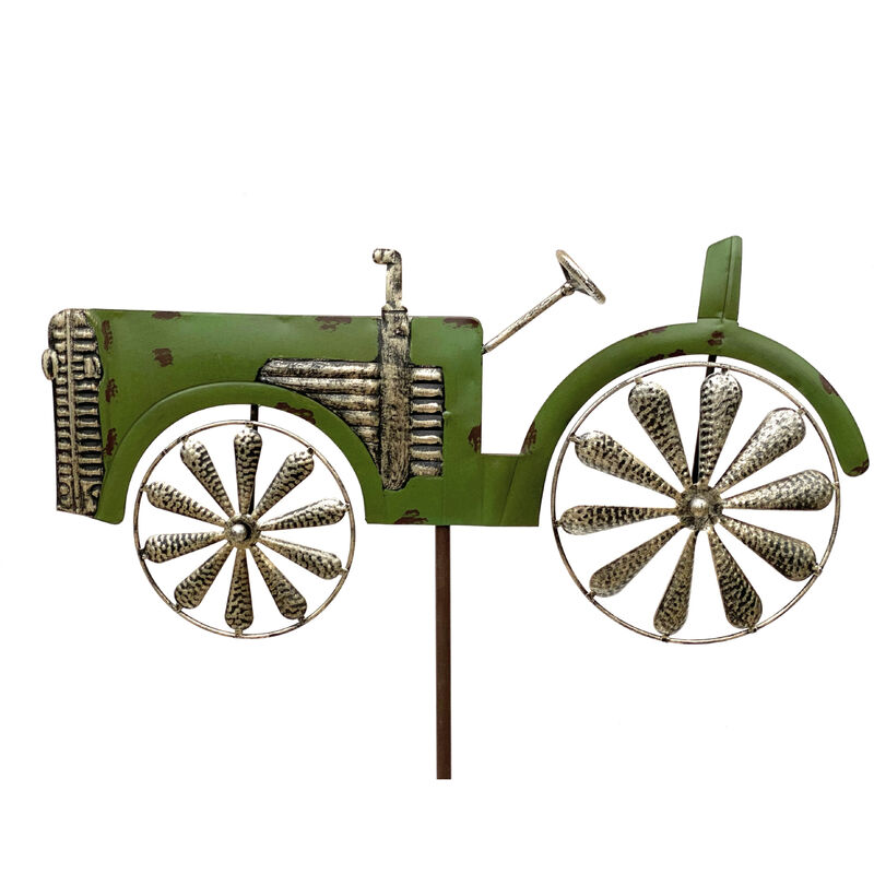 Gartenstecker Metall Traktor xl 135 cm Trecker Grün 96005 Windspiel Windrad Wetterfest Gartendeko Garten Gartenstab Bodenstecker - Dandibo