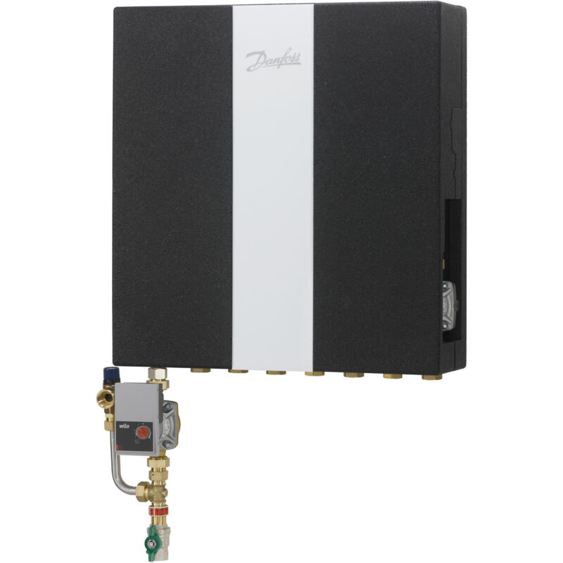 Wohnungsstation Evoflat mss 3 NT-Heizung, 55kW, Dämmhaube, Hygiene Temperatur Kontrolle (htc), Zirkulation - Danfoss