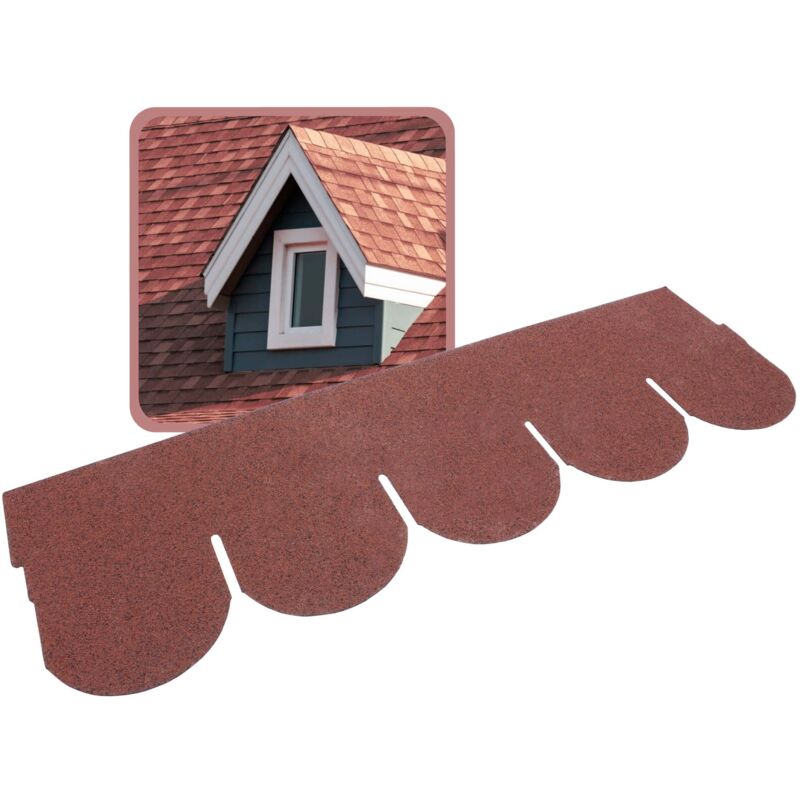 Biberschwanz Dachschindeln, Rund 1m x 32cm, 20 Stück, Bitumenschindeln für Gartenhaus, Carport - Rot - Daprona