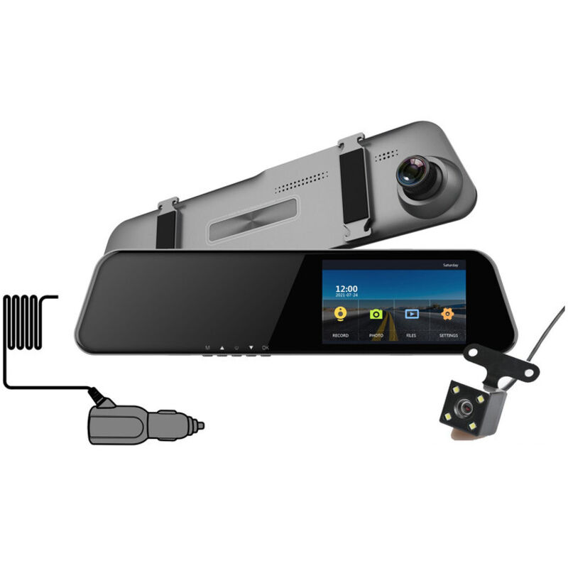 Dashcam Auto-Rückspiegel, 4,5 Zoll Full HD 1080P Bildschirm, Weitwinkel-Autokamera mit wasserdichter Front- und Rückkamera, Parksystem