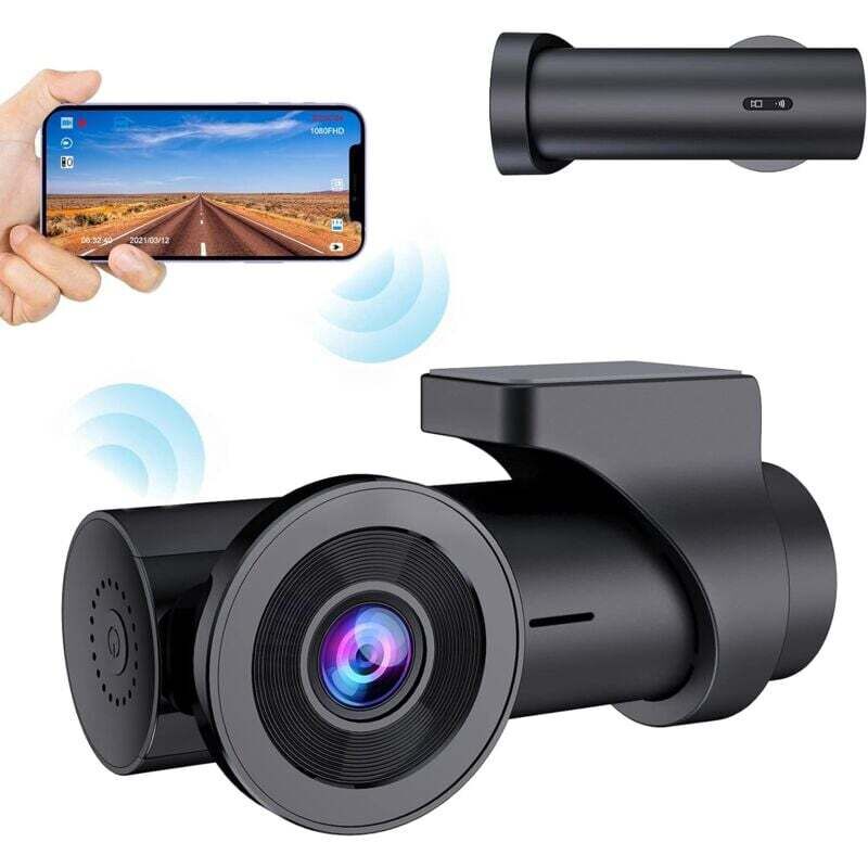 Dashcam Auto WiFi Full HD 1080P, Auto Dashcam Ohne Bildschirm 170° Weitwinkel, Dashcam mit Loop-Aufnahme