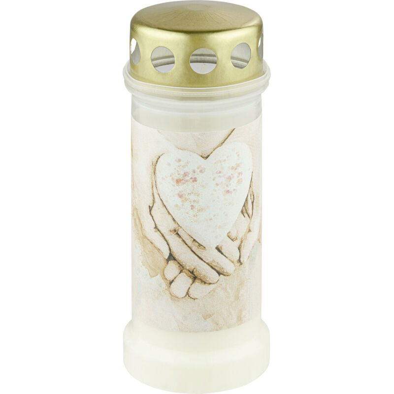 Bolsius - Grablicht Nr. 6 Hände weiß mit Deckel Kerze Grablicht Kerze 70 Stunden