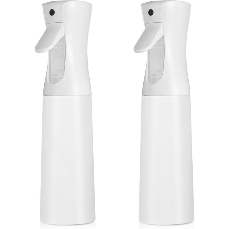 Dauerhafte Haarsprühflaschen (300 ml) Packung mit 2 leeren, ultrafeinen Wassersprühflaschen für Haarstyling, Gartenarbeit, Locken usw. (Weiß)