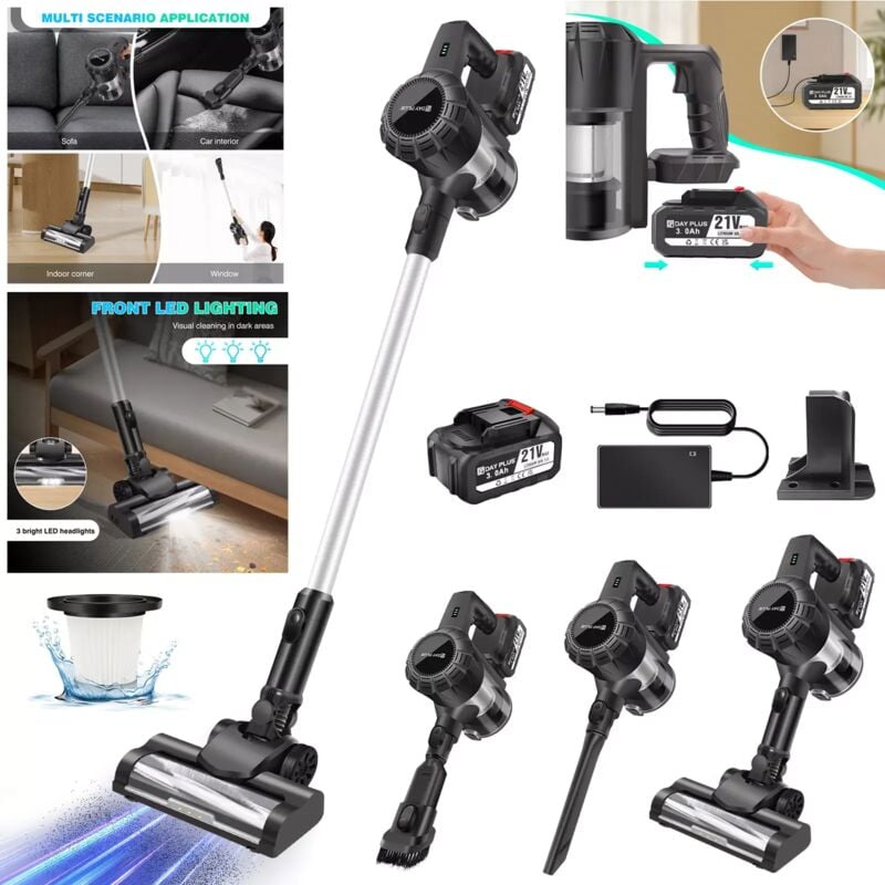 Dayplus - 30000pa Staubsauger Akku 6IN1 mit Wischfunktion Handstaubsauger kabellos