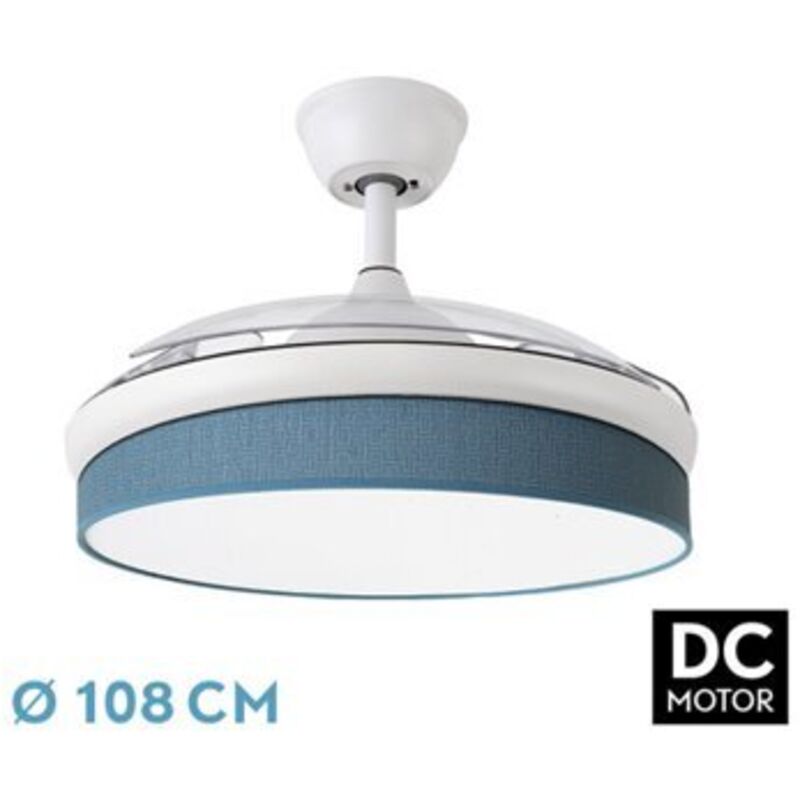 Ventilator dc fashion --Ventilator Weiß mit drei ABS-Klappflügeln und blauem Diffusor 6 einstellbare Geschwindigkeiten 3 Temperaturen 3 Lichter