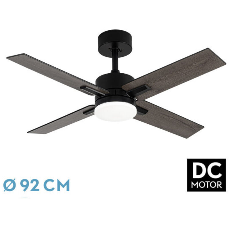 Fabrilamp - Ventilator dc talco - Ventilator - Schwarz mit vier umschaltbaren Flügeln in der Farbe Schwarz/Grau 3 Temperaturen deLicht wählbar mit