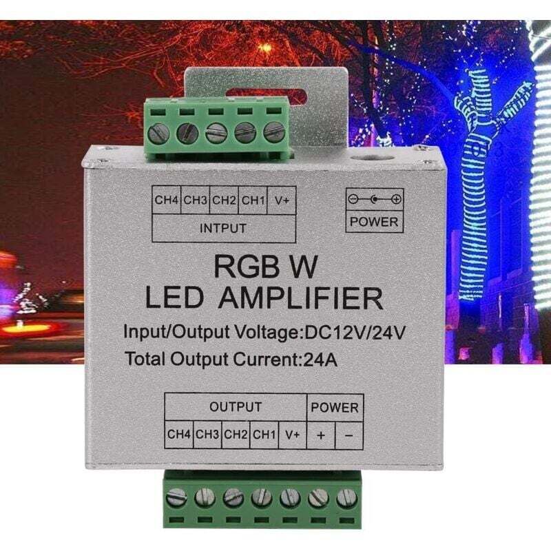 DC12-24V RGBW 4-Kanal-Signalverstärker mit Aluminiumgehäuse, Ausgangsschaltung, LED-Streifen-Controller, 4-Kanal-Schaltung für RGBWW-LED-Streifen