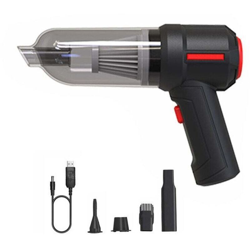 DEBUNS 3-in-1-Akku-Luftgebläse, Handstaubsauger, Mini, 9000 Pa, kabellos, für Auto, PC-Tastatur, tragbarer Staubsauger, Schwarz
