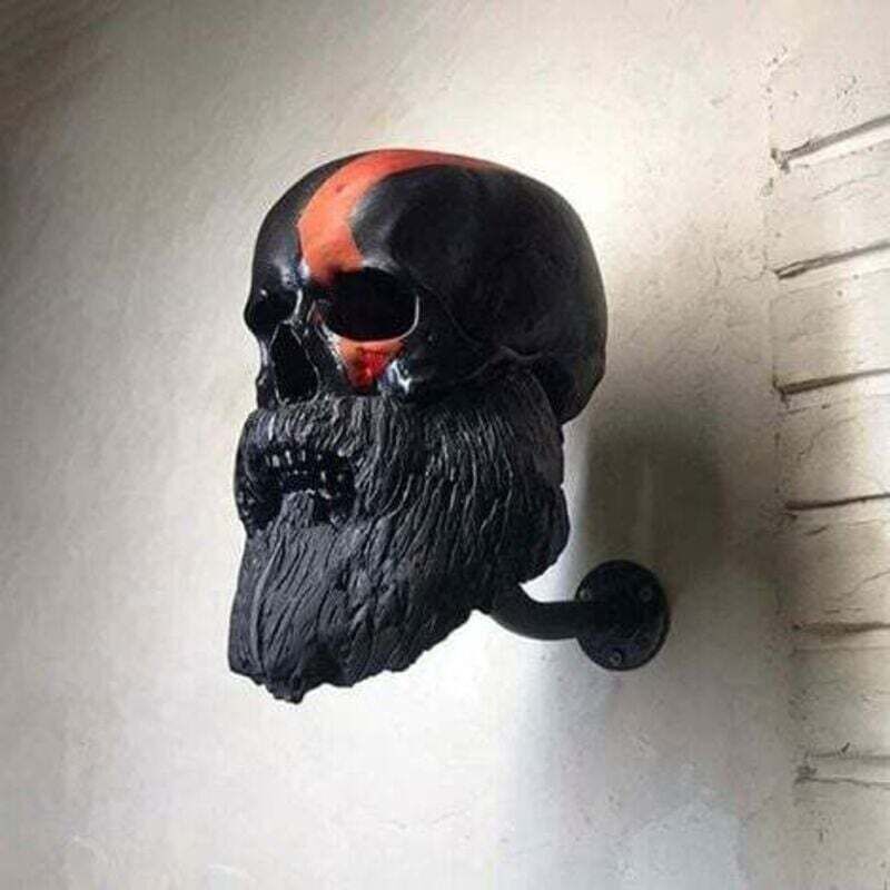 DEBUNS Motorrad-Helmhalter mit Totenkopf-Motiv, Motorrad-Helmhakenständer, Totenkopf-Helmzentrum für Fahrräder, Mäntel, Mützen (Farbe: A, Größe: S),