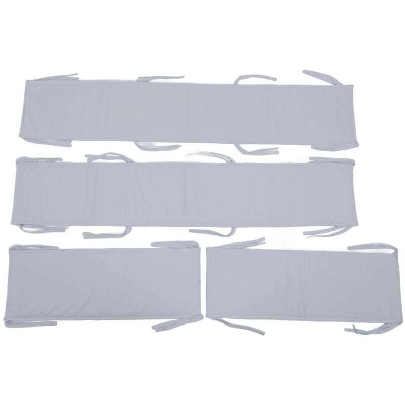 Decdeal 4er-Pack gepolsterte Bettumrandungen für Kinderbetten in Standardgröße, Kollisionsschutz, einfarbig, weich und atmungsaktiv, Grau