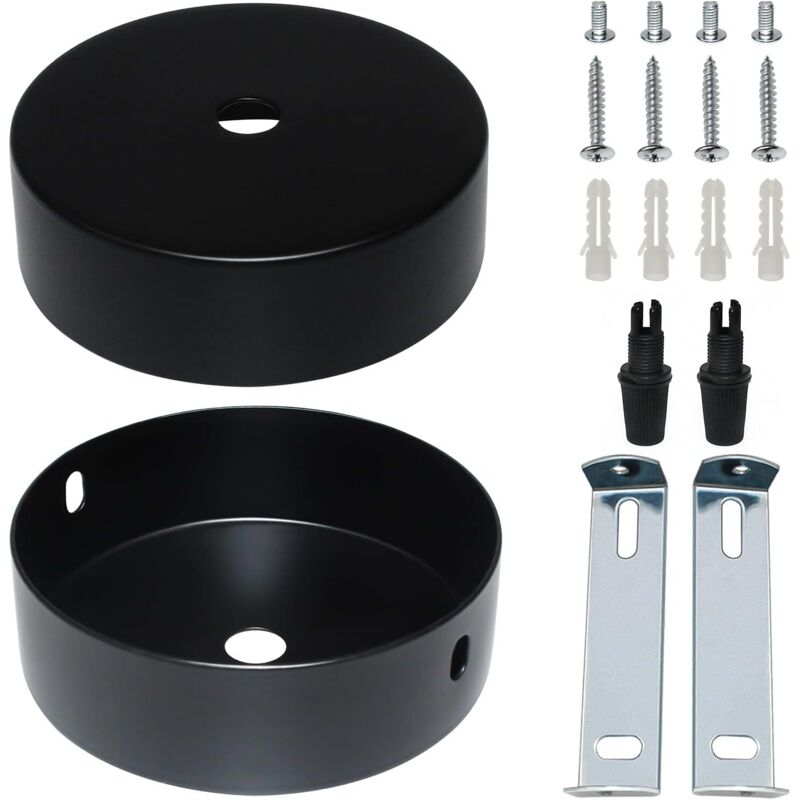 Deckenbaldachin, 80 x 20 mm, schwarze Deckenrosette, Drahtabdeckung für Kronleuchter mit Installationszubehör für Pendelleuchte oder Kronleuchter im