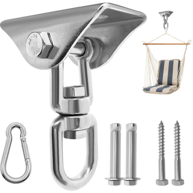 Deckenhaken aus Edelstahl 304 mit 450 kg Tragkraft – 360° drehbarer Deckenhaken für Hängesessel, Schaukel, Yoga-Handtuch, Boxsack, Hängematte