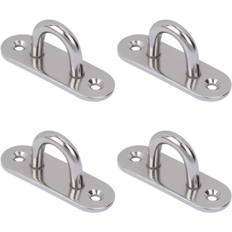 Memkey - Deckenhaken aus Edelstahl, 4 Stück, Wandhalterung, längliche Ösenplatten für Hängesessel, Hängematte, Yoga, Schaukeln, Boxsack, Blumentöpfe