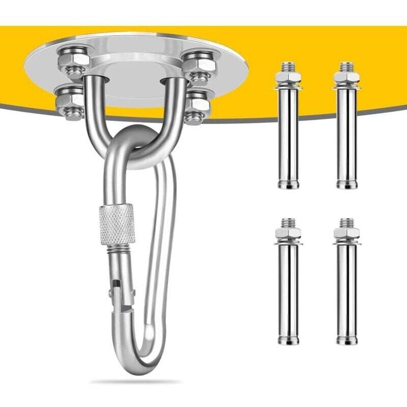 Deckenhaken, Edelstahl-Boxsack-Deckenhalterung bis 400 kg, Hochleistungs-Deckenhaken für Hängesessel, Hängematte, Boxsack, Schleudertrainer … DEBUNS